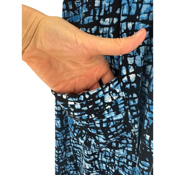 Calvin Klein Blue Mosaic Print Sleeveless Empire Waist Dress w/Pockets Size 12 - Picture 4 of 9